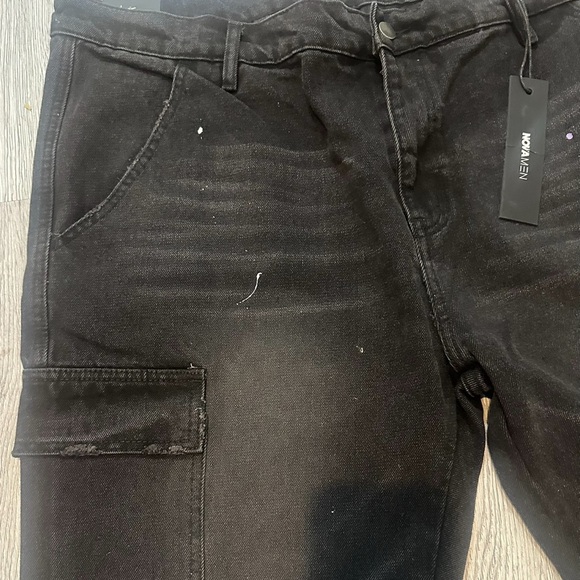 Nova Men Snap Button Cargo Jeans Size 42 Plus Size Urban Grunge Streetwear Goth - Picture 3 of 7